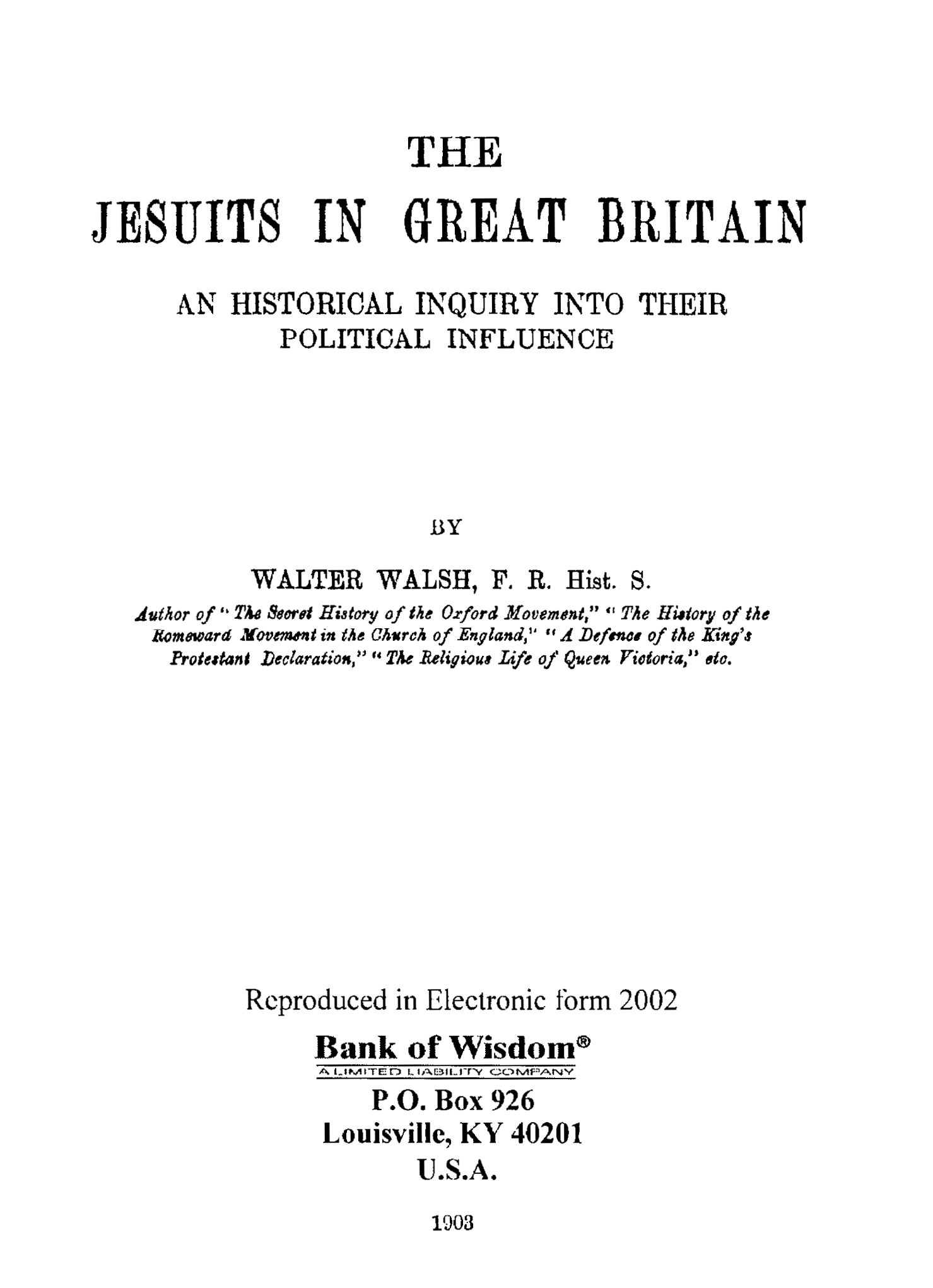 (image for) The Jesuits in Great Britain